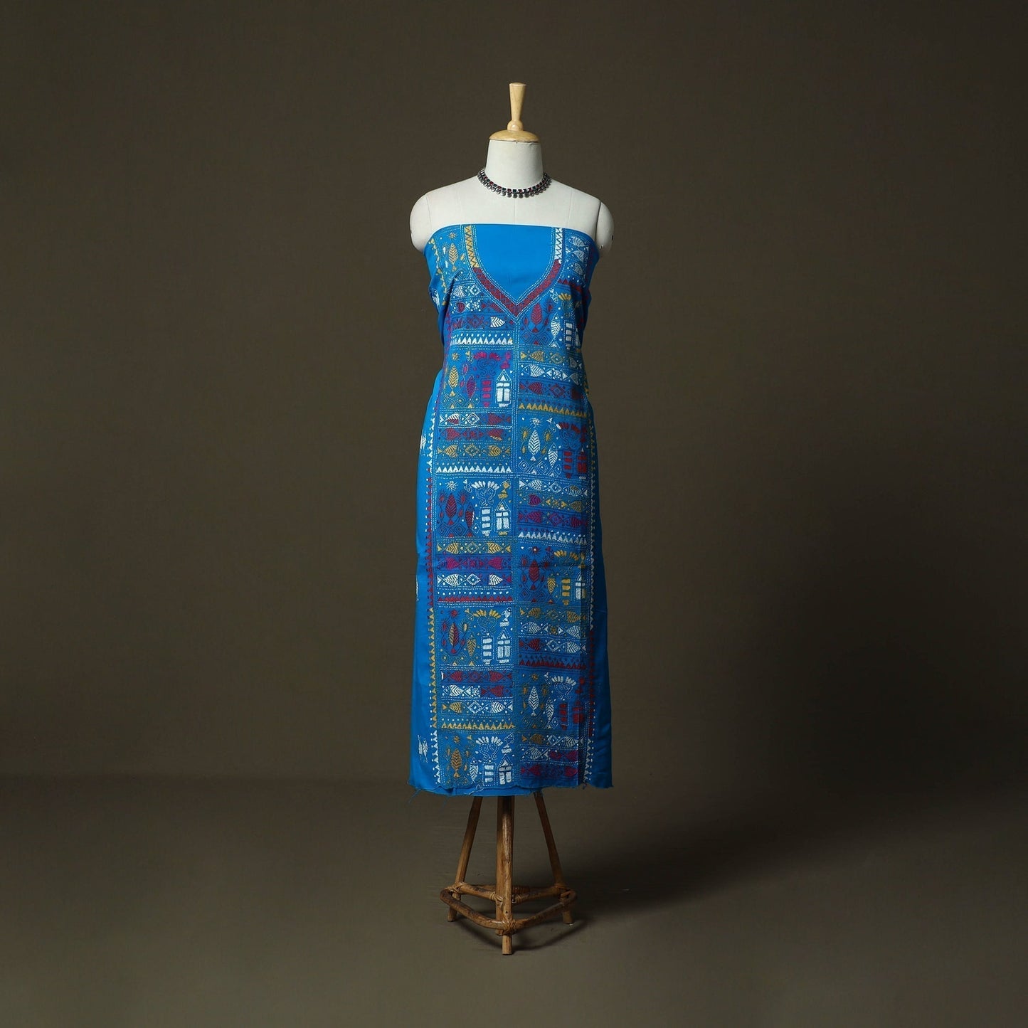 Bengal kantha hand embroidered cotton unstitched kurta