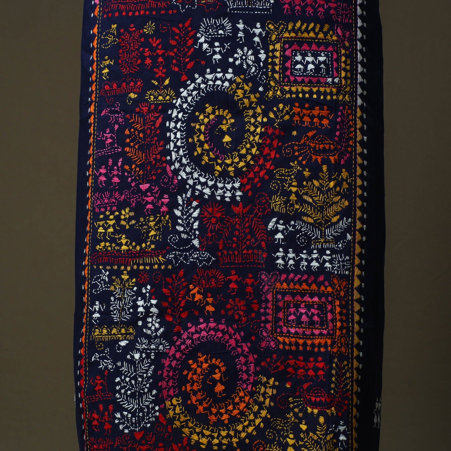 Bengal kantha hand embroidered cotton unstitched kurta
