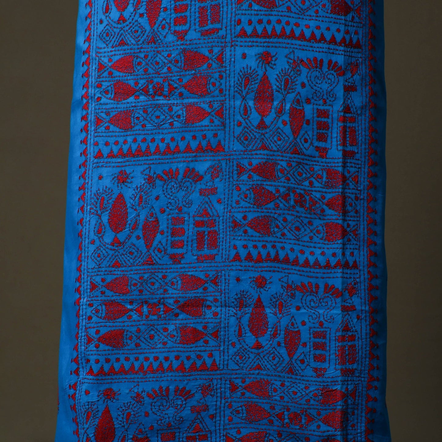 Bengal kantha hand embroidered cotton unstitched kurta