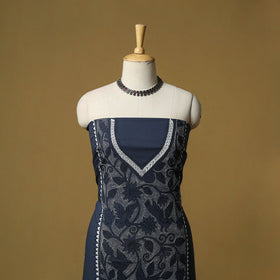 Blue - bengal kantha hand embroidered unstitched kurta