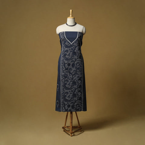 Blue - bengal kantha hand embroidered unstitched kurta
