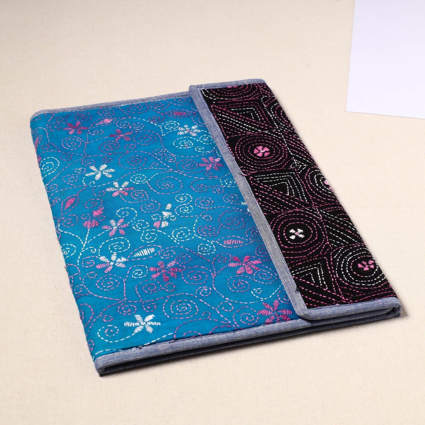 Blue Bengal Kantha Handcrafted File Folder 