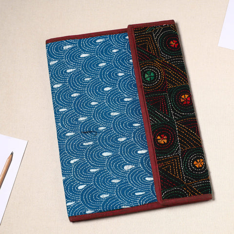 Blue Bengal Kantha Work Handcrafted File Folder 