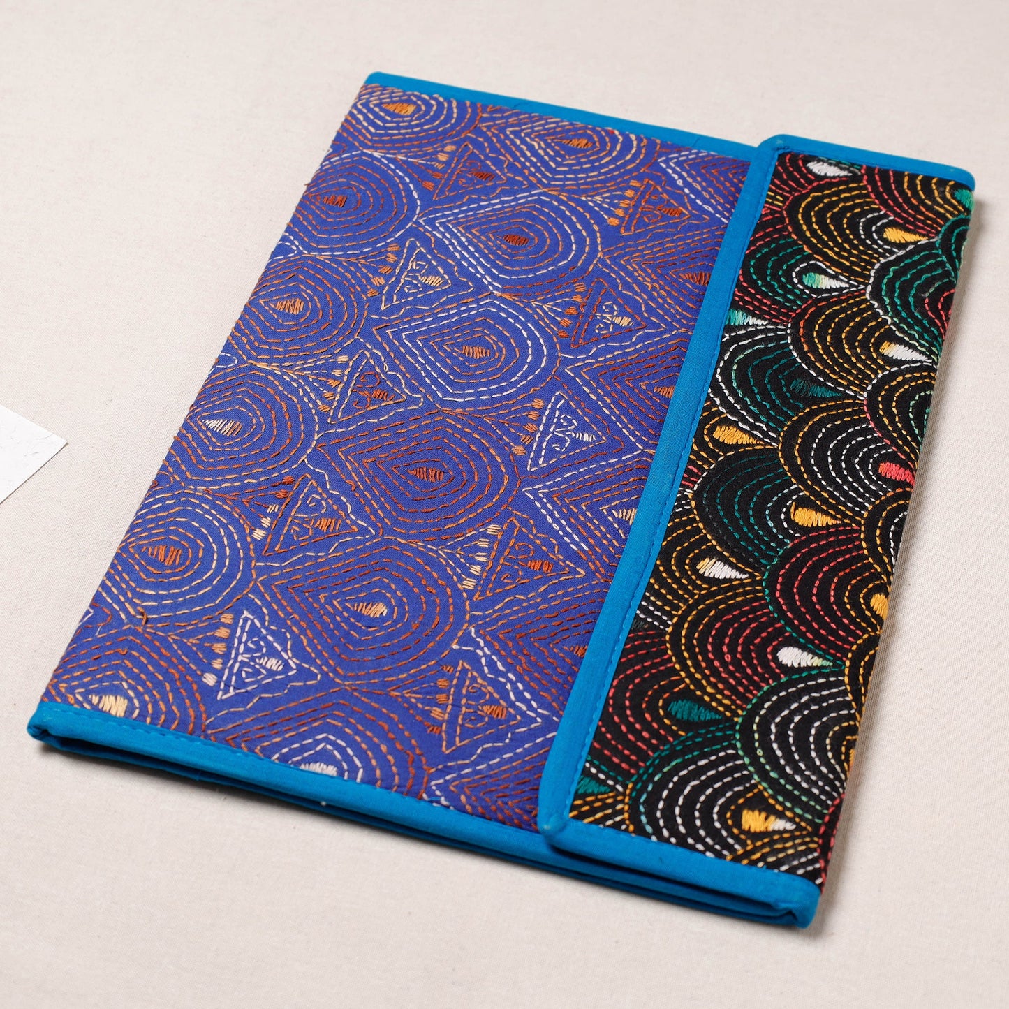 Blue Bengal Kantha Work Handcrafted File Folder 