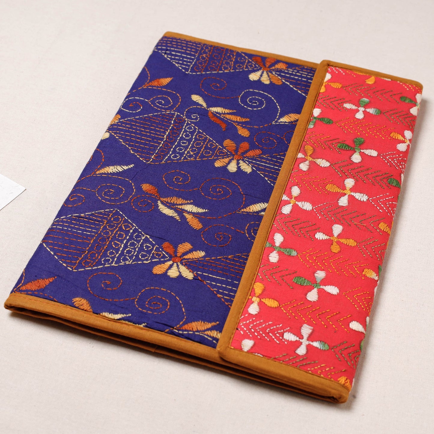Blue Bengal Kantha Work Handcrafted File Folder 