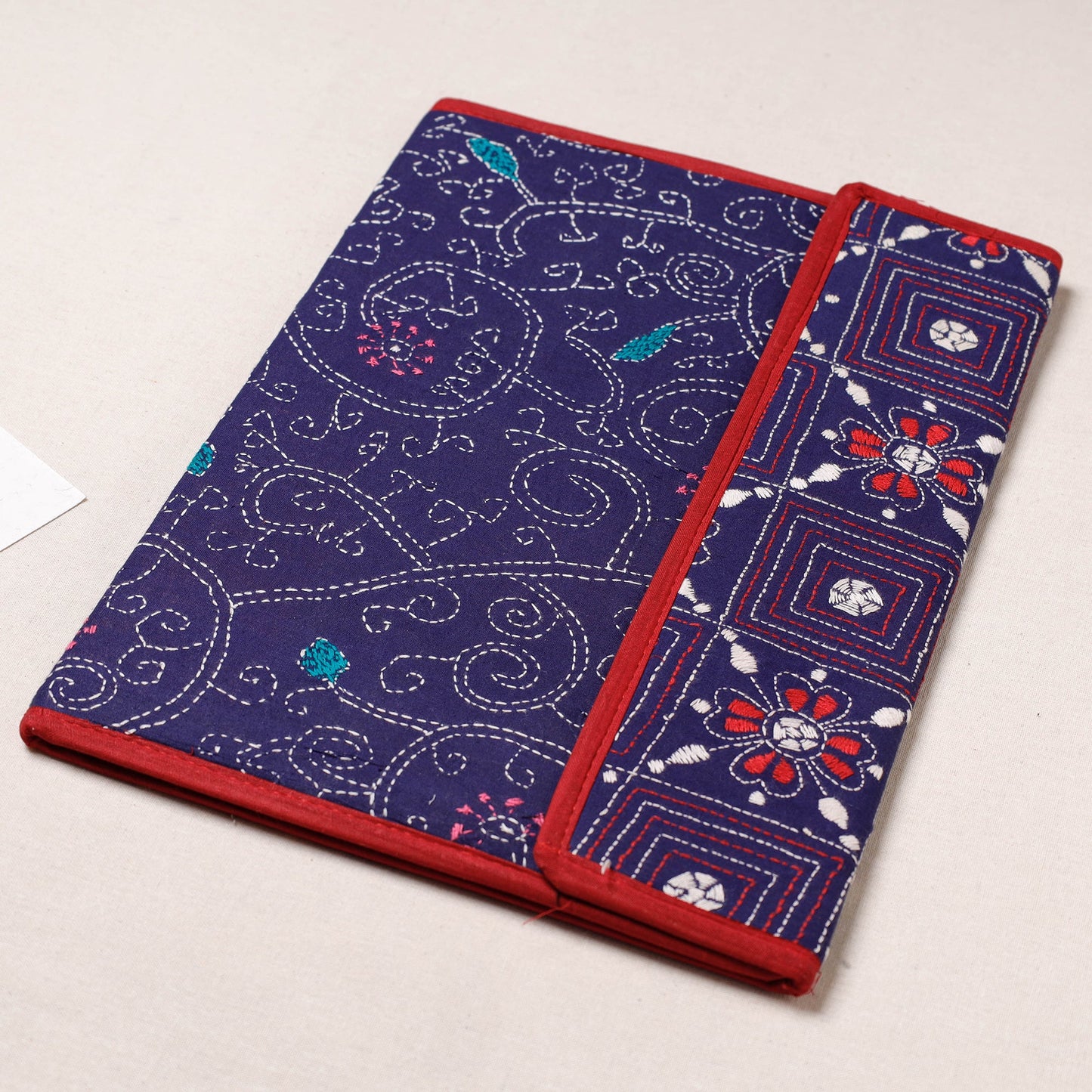 Blue Bengal Kantha Work Handcrafted File Folder 