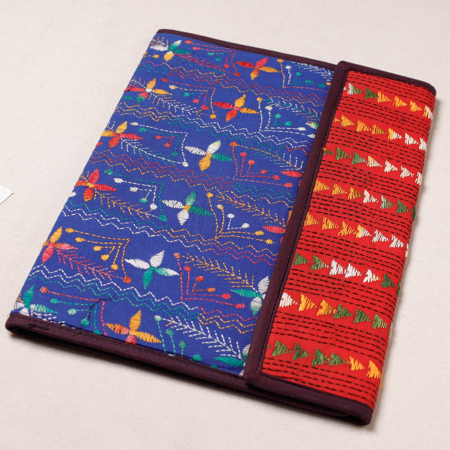 Blue Bengal Kantha Work Handcrafted File Folder 