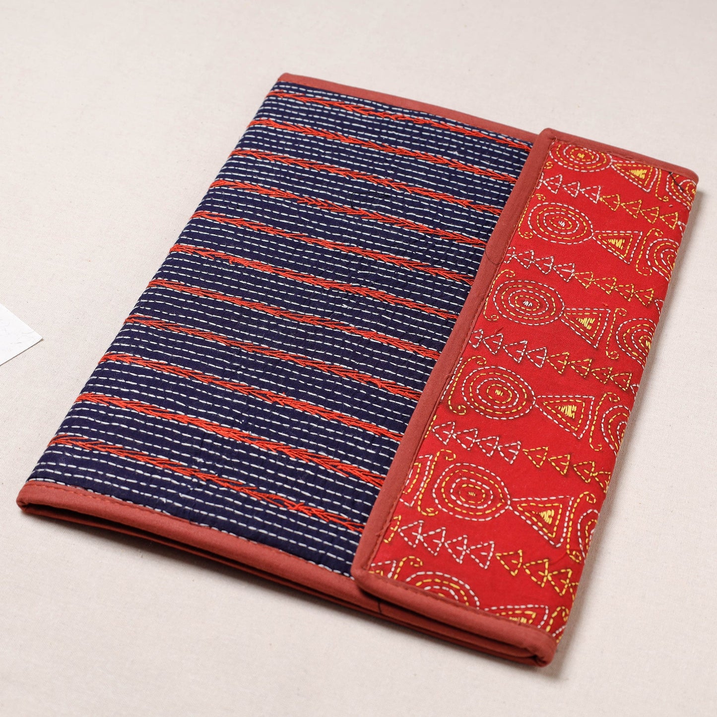 Blue Bengal Kantha Work Handcrafted File Folder 