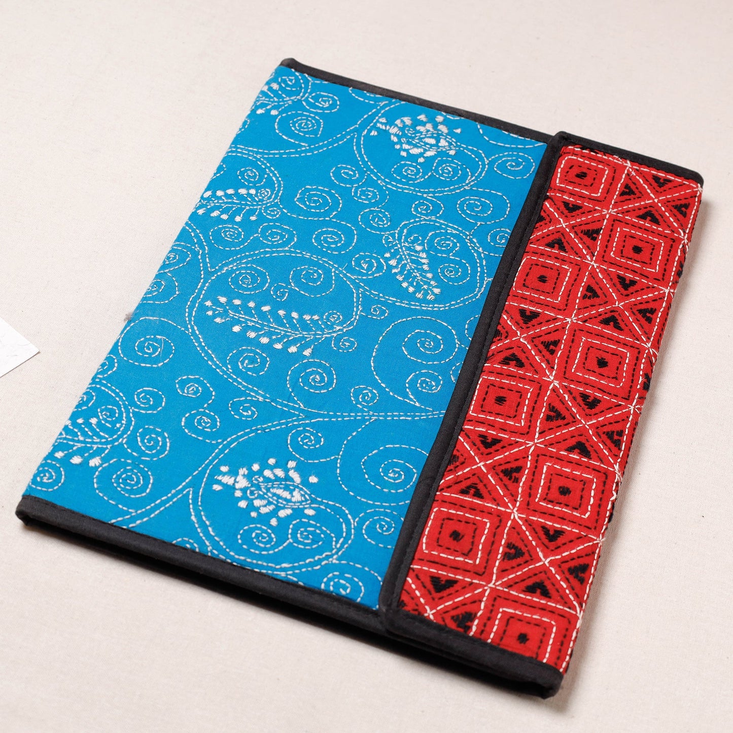 Blue Bengal Kantha Work Handcrafted File Folder 