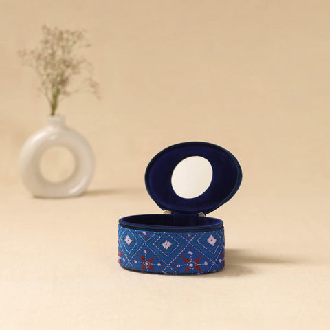 Bengal kantha work handcrafted oval jewellery box