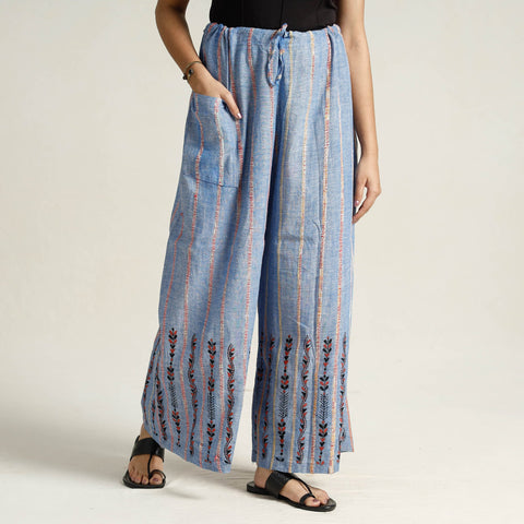 Bengal Khesh Weaving Cotton Kantha Embroidery Palazzo