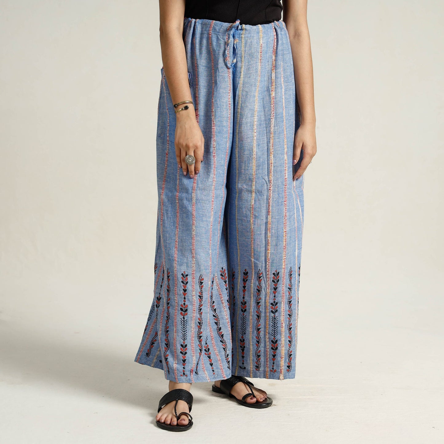 Bengal Khesh Weaving Cotton Kantha Embroidery Palazzo