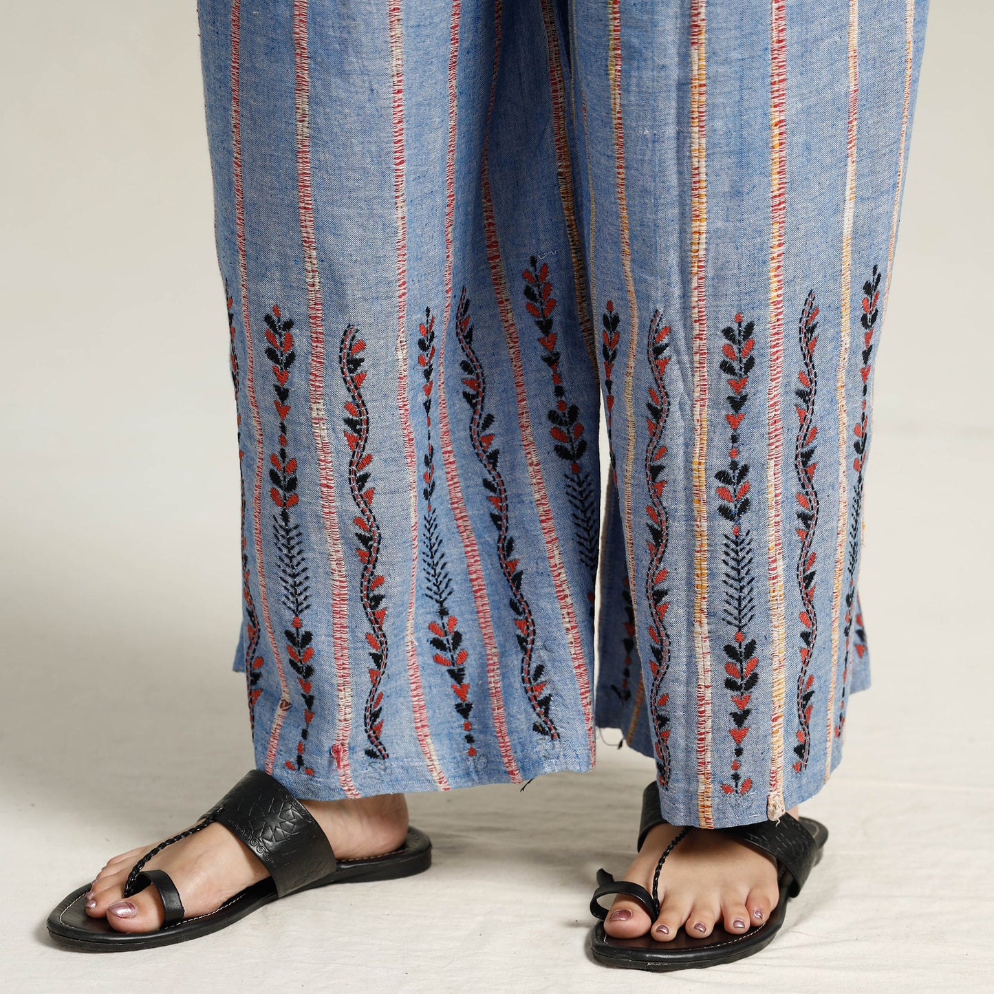 Bengal Khesh Weaving Cotton Kantha Embroidery Palazzo