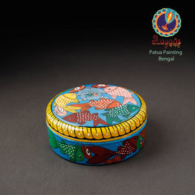 Bengal Patua Handpainted Stainless Steel Blue Masala Box