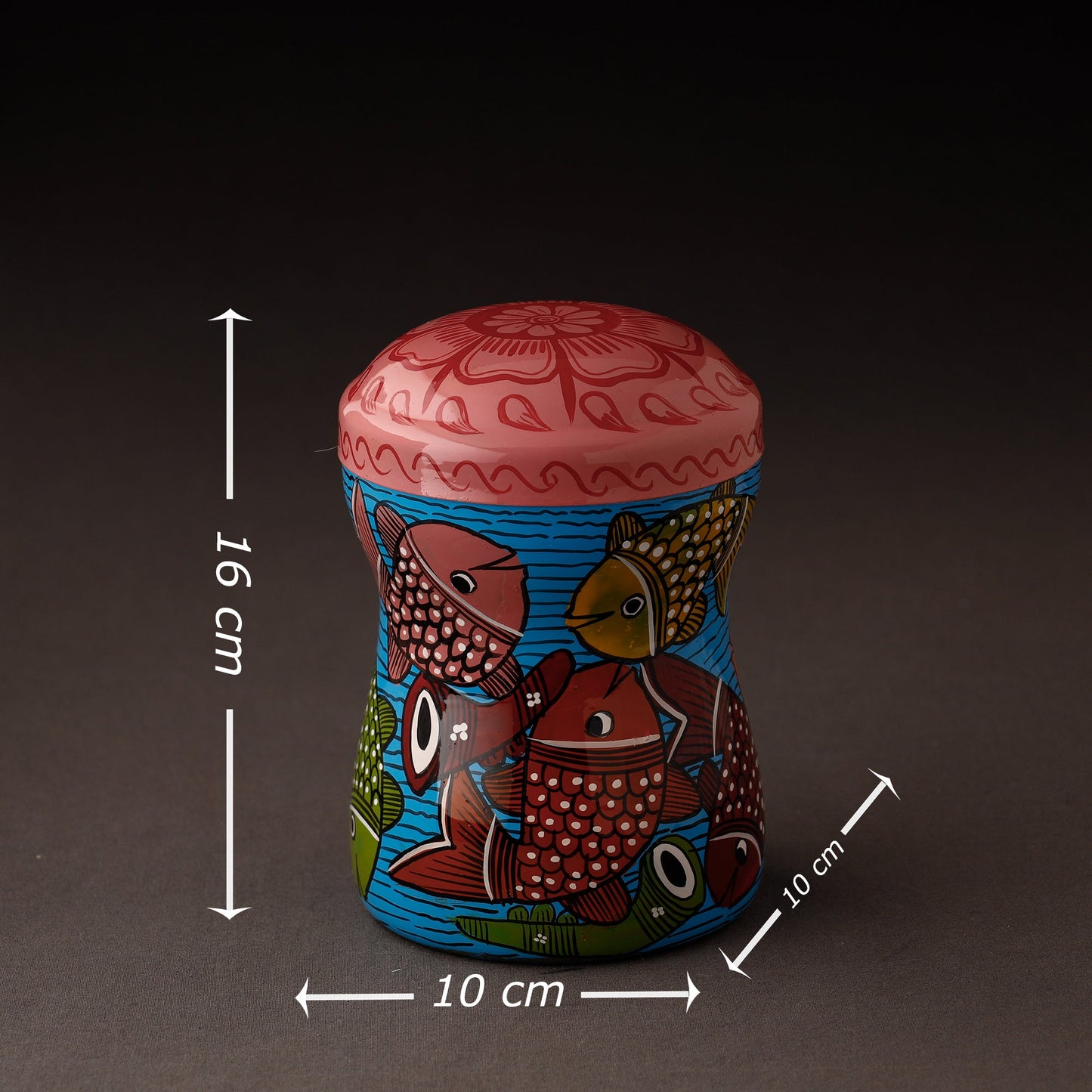 Blue Bengal Patua Handpainted Stainless Steel Multi Utility Canister