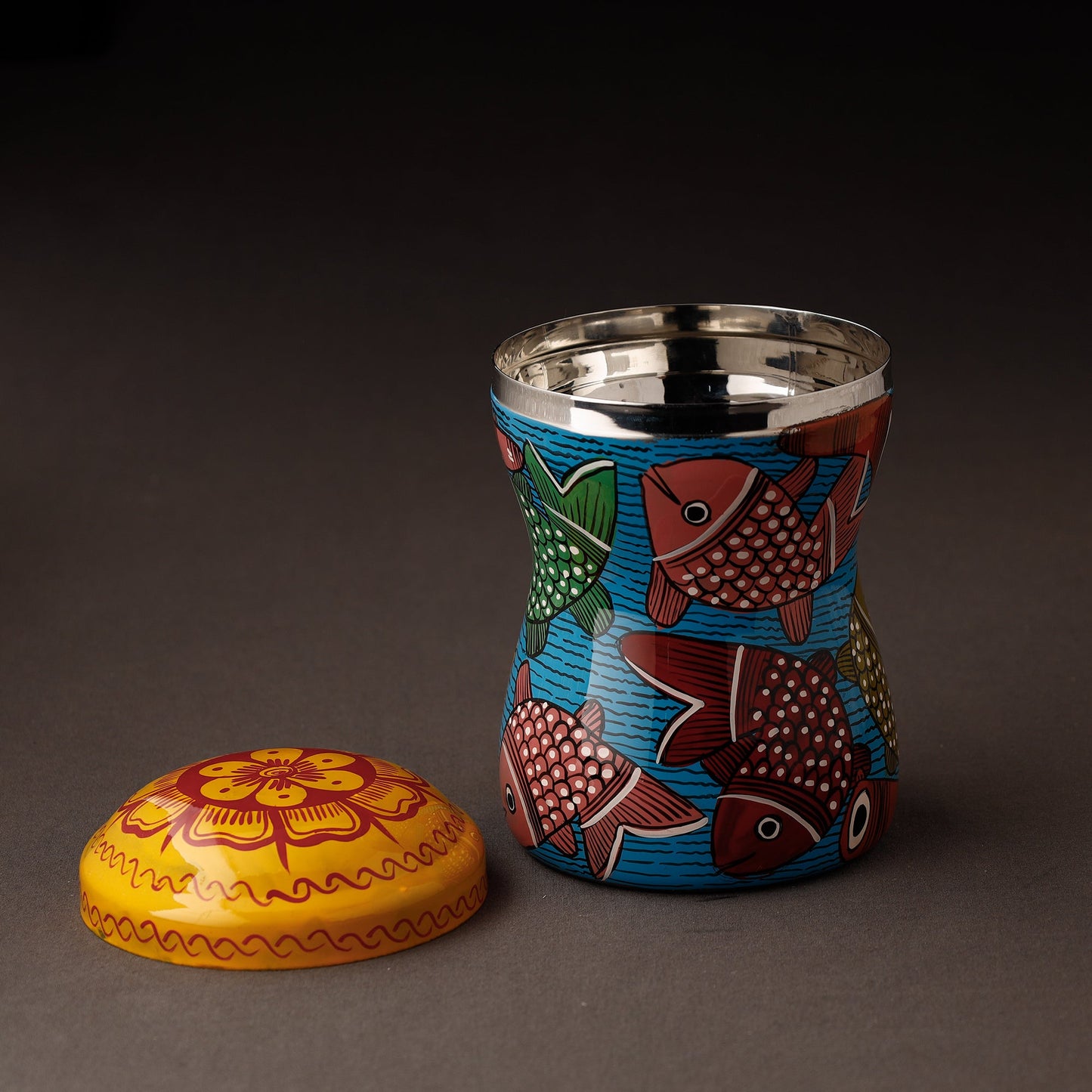  Bengal Patua Handpainted Stainless Steel Multi Utility Canister 