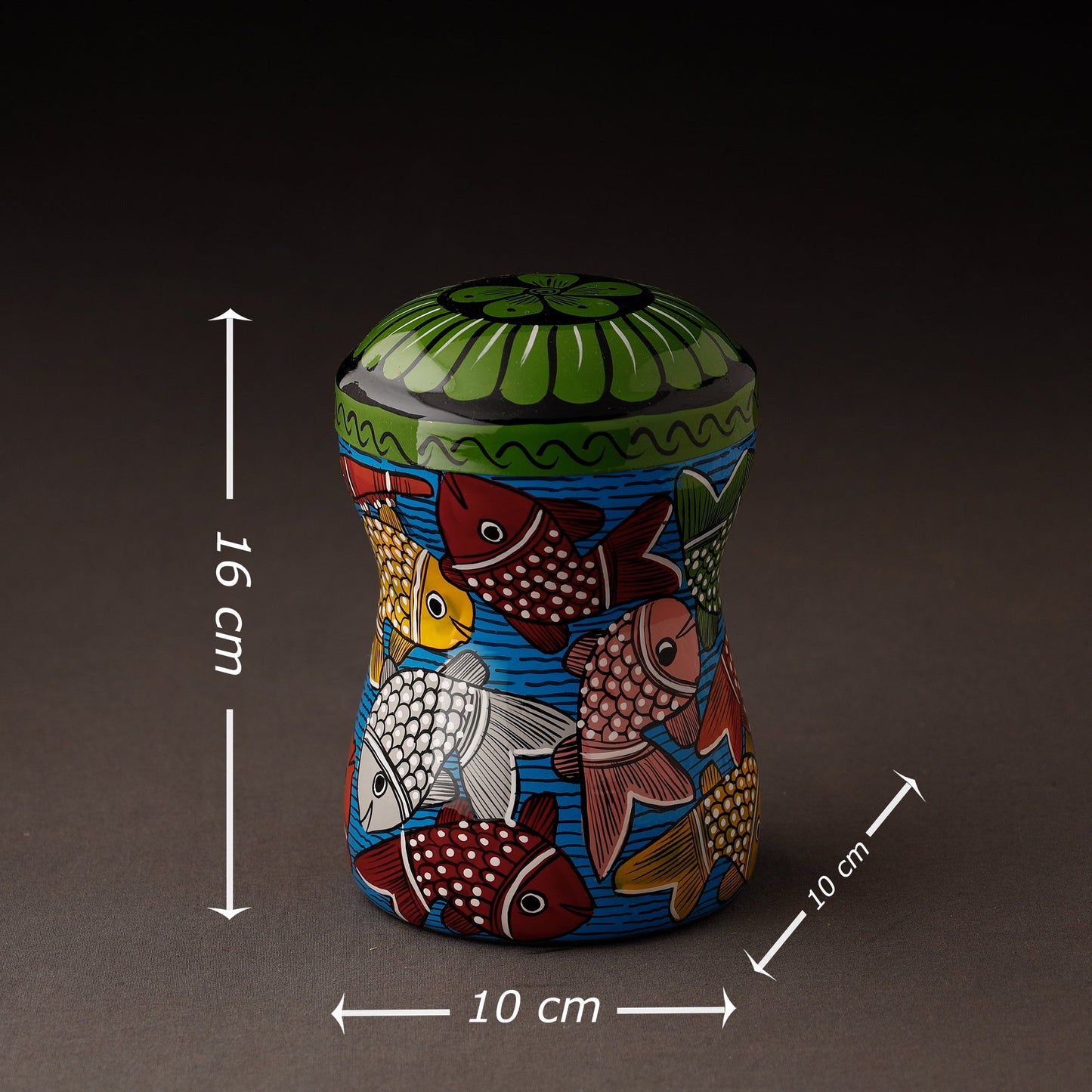 Multicolor Bengal Patua Handpainted Stainless Steel Multi Utility Canister