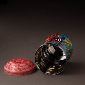 Blue Bengal Patua Handpainted Stainless Steel Multi Utility Canister