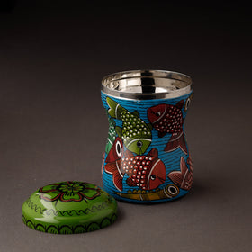 Multicolor Bengal Patua Handpainted Stainless Steel Multi Utility Canister
