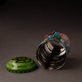 Multicolor Bengal Patua Handpainted Stainless Steel Multi Utility Canister