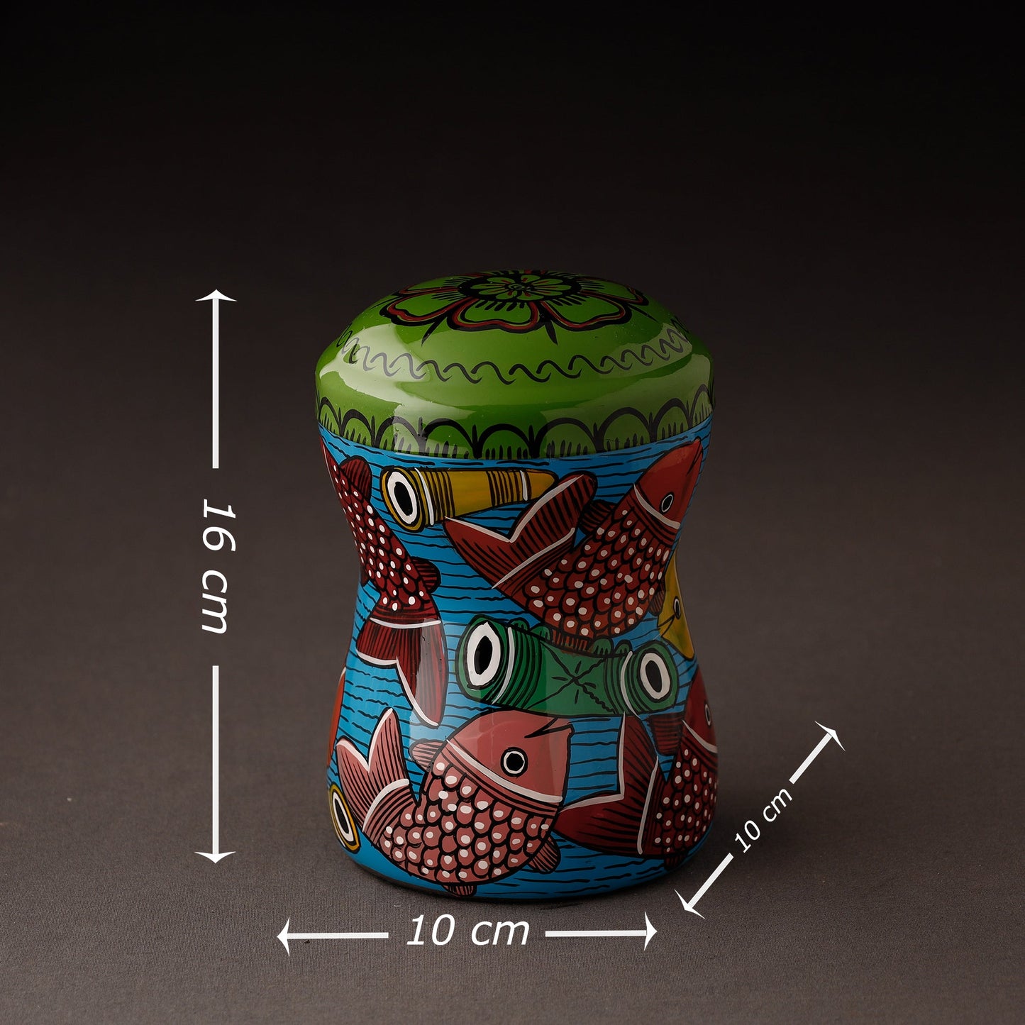 Multicolor Bengal Patua Handpainted Stainless Steel Multi Utility Canister
