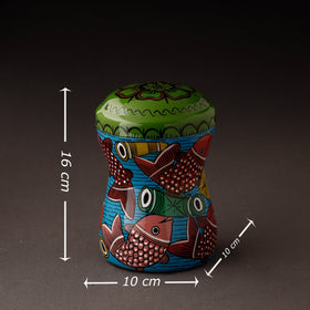 Multicolor Bengal Patua Handpainted Stainless Steel Multi Utility Canister
