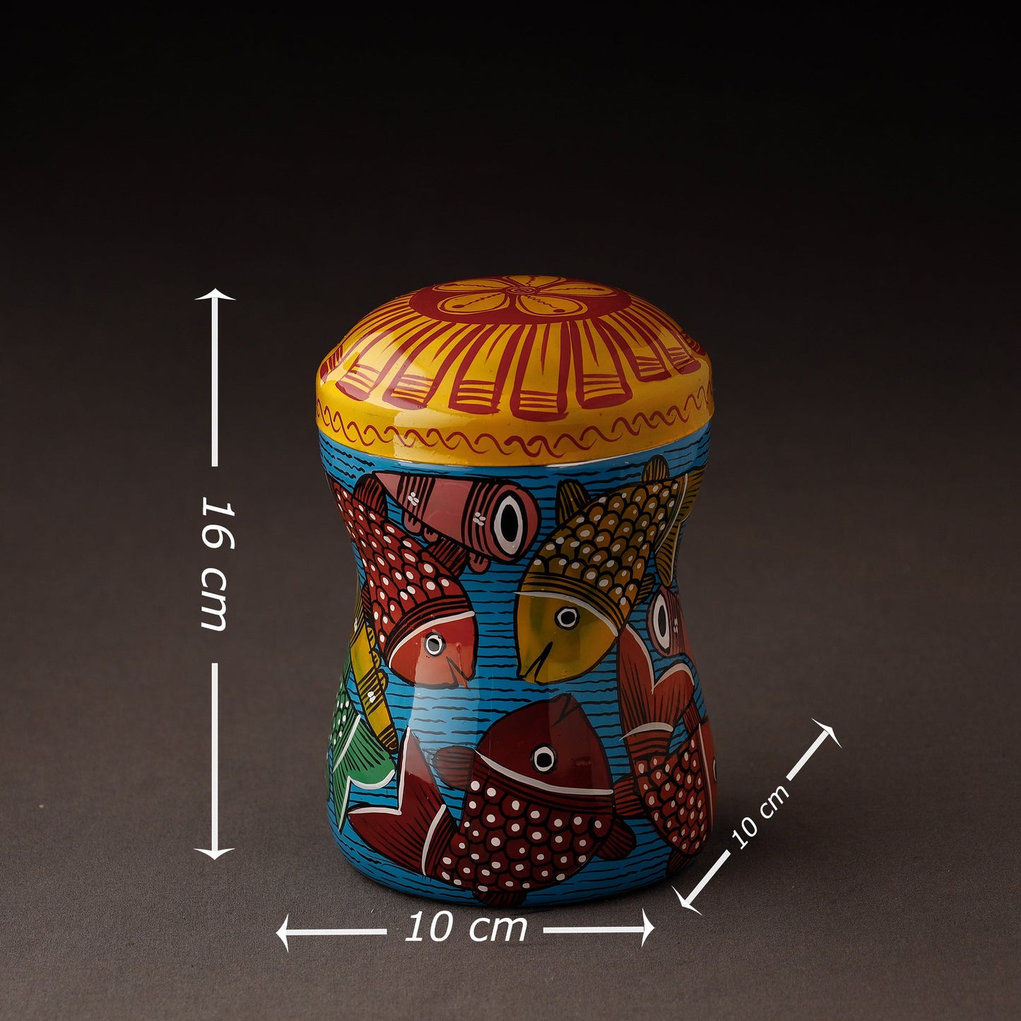 Blue Bengal Patua Handpainted Stainless Steel Multi Utility Canister