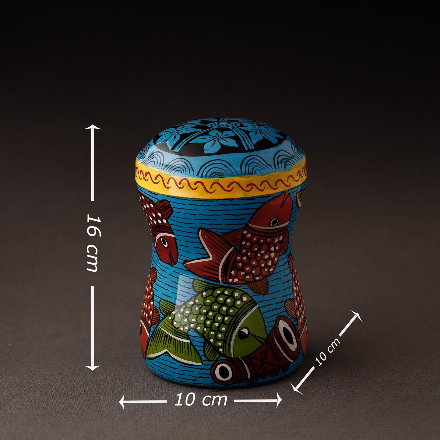 Blue Bengal Patua Handpainted Stainless Steel Multi Utility Canister