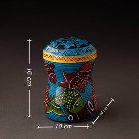 Blue Bengal Patua Handpainted Stainless Steel Multi Utility Canister