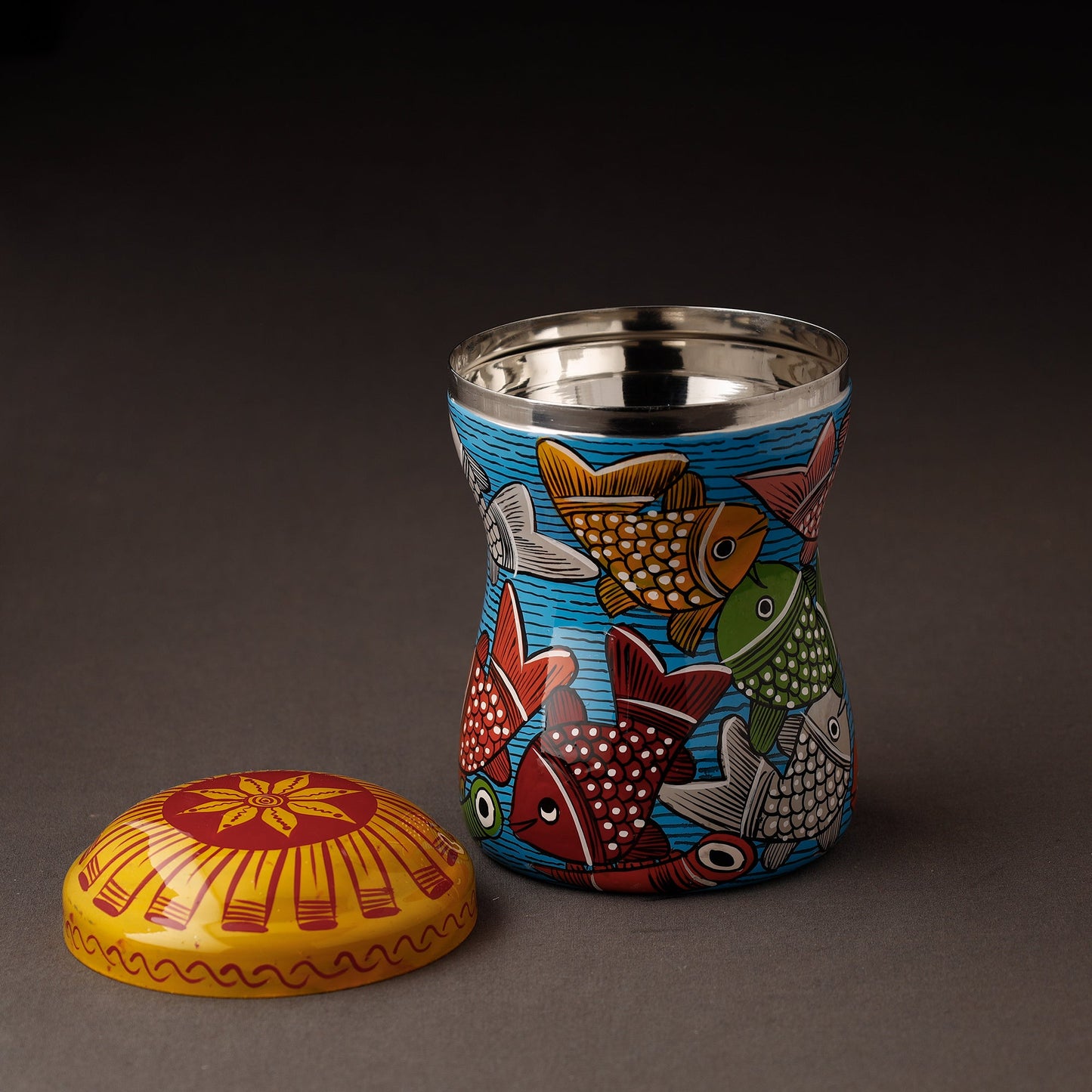  Bengal Patua Handpainted Stainless Steel Multi Utility Canister 