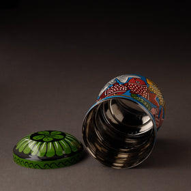 Multicolor Bengal Patua Handpainted Stainless Steel Multi Utility Canister