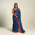 Buy Blue Bengal Woven Border Handloom Cotton Saree