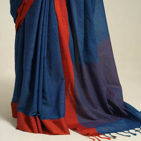 Buy Blue Bengal Woven Border Handloom Cotton Saree
