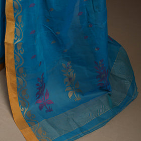 Blue - bengali tant saree with matching jewellery & blouse