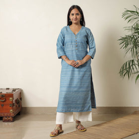 Bhagalpuri Handwoven Desi Tussar Silk Straight Kurta for Women