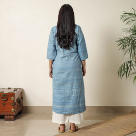 Bhagalpuri Handwoven Desi Tussar Silk Straight Kurta for Women
