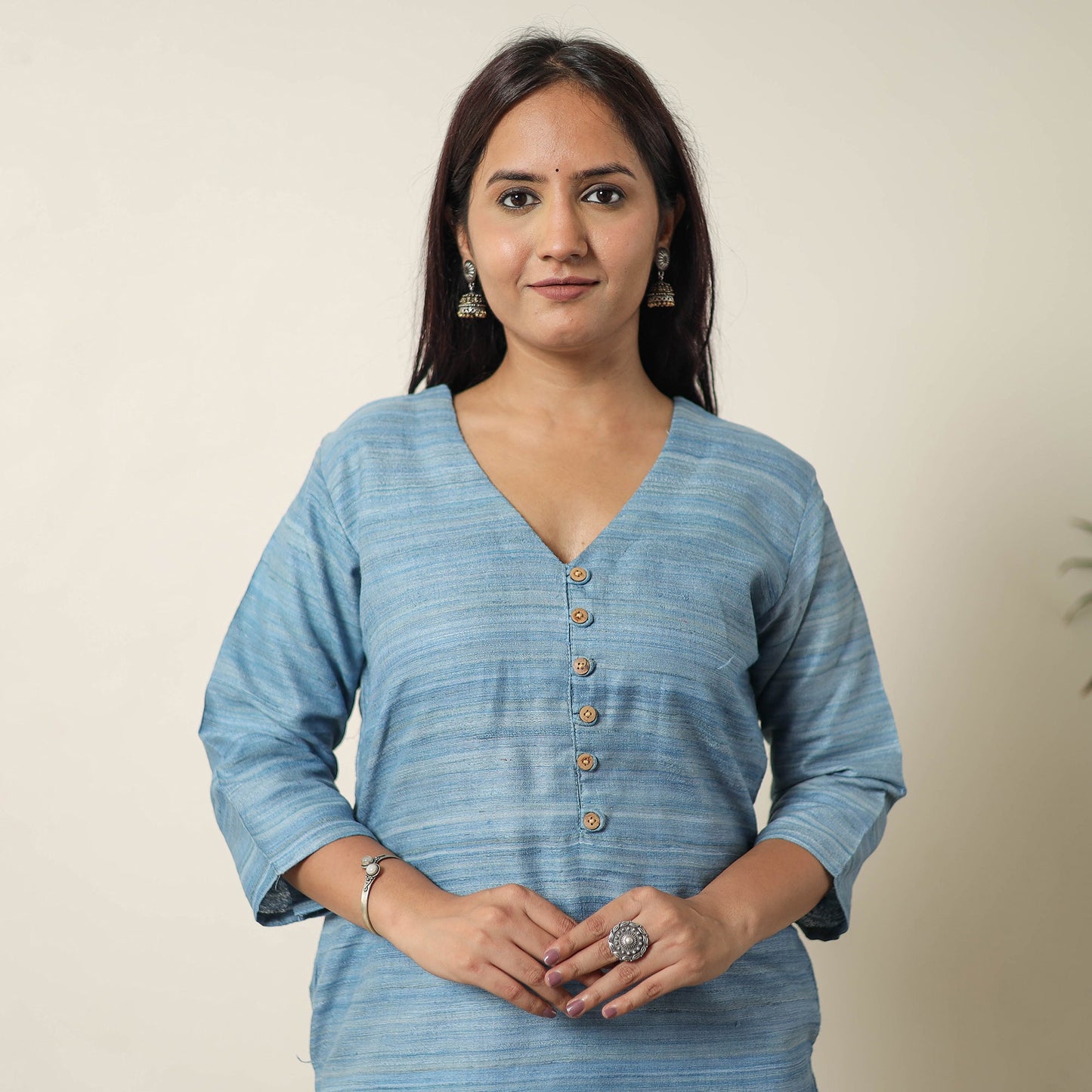 Bhagalpuri Handwoven Desi Tussar Silk Straight Kurta for Women