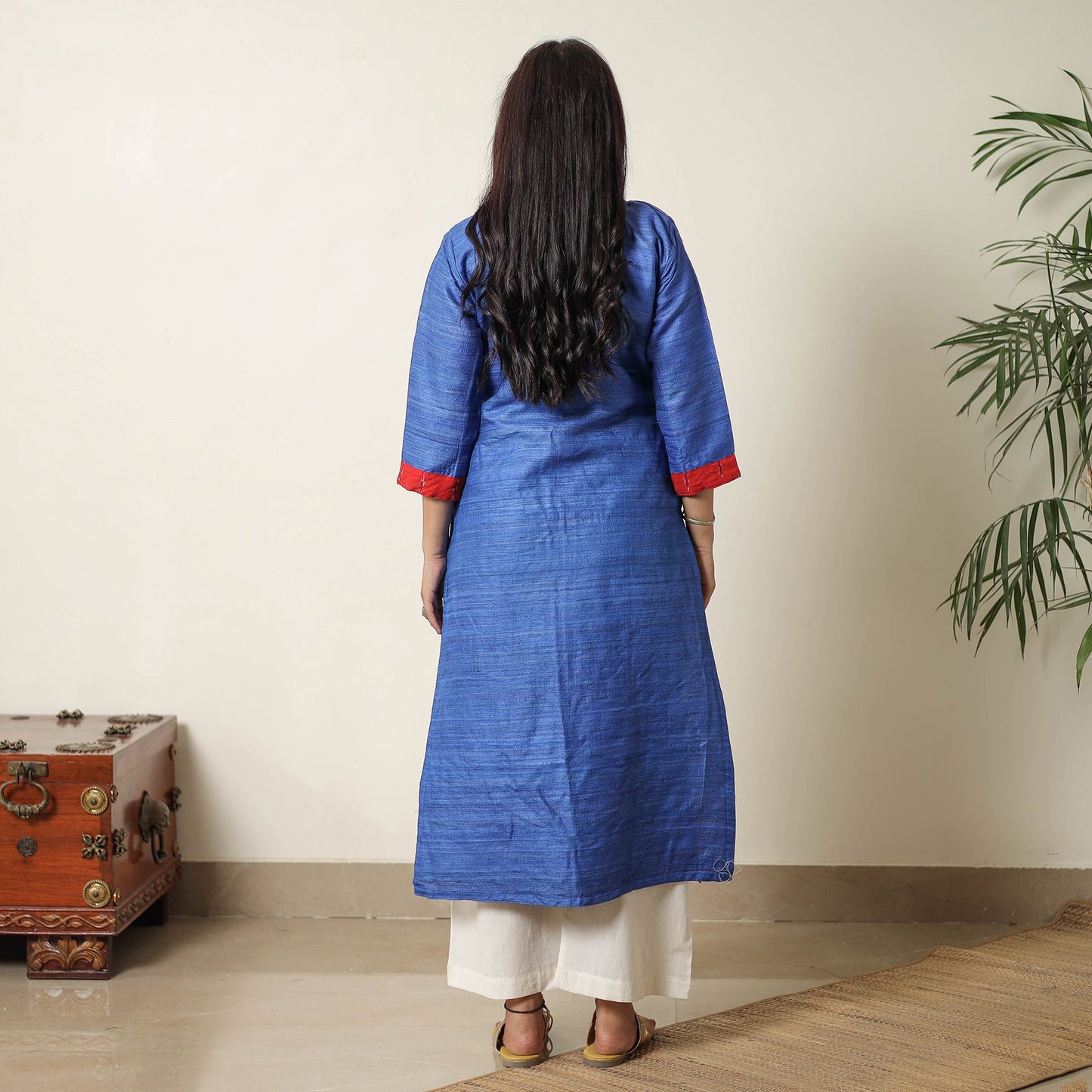 Bhagalpuri Handwoven Desi Tussar Silk Straight Kurta for Women