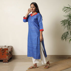 Bhagalpuri Handwoven Desi Tussar Silk Straight Kurta for Women