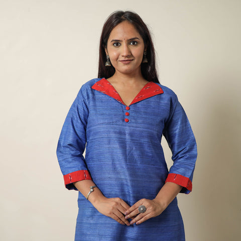 Bhagalpuri Handwoven Desi Tussar Silk Straight Kurta for Women