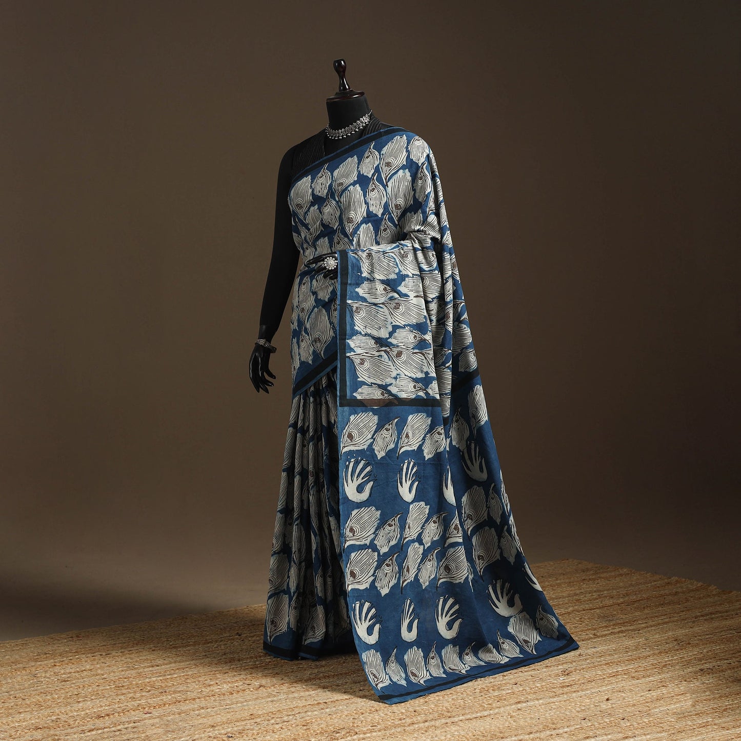 Blue - bindaas art natural dyed cotton saree 04