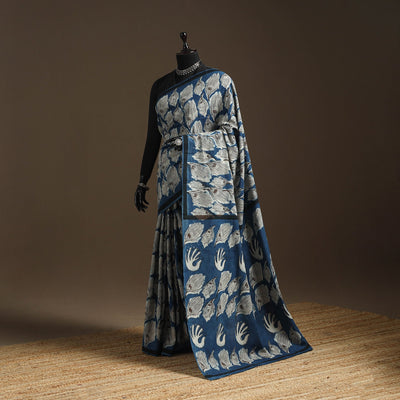 Blue - bindaas art natural dyed cotton saree 04