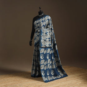 Blue - bindaas art natural dyed cotton saree 04