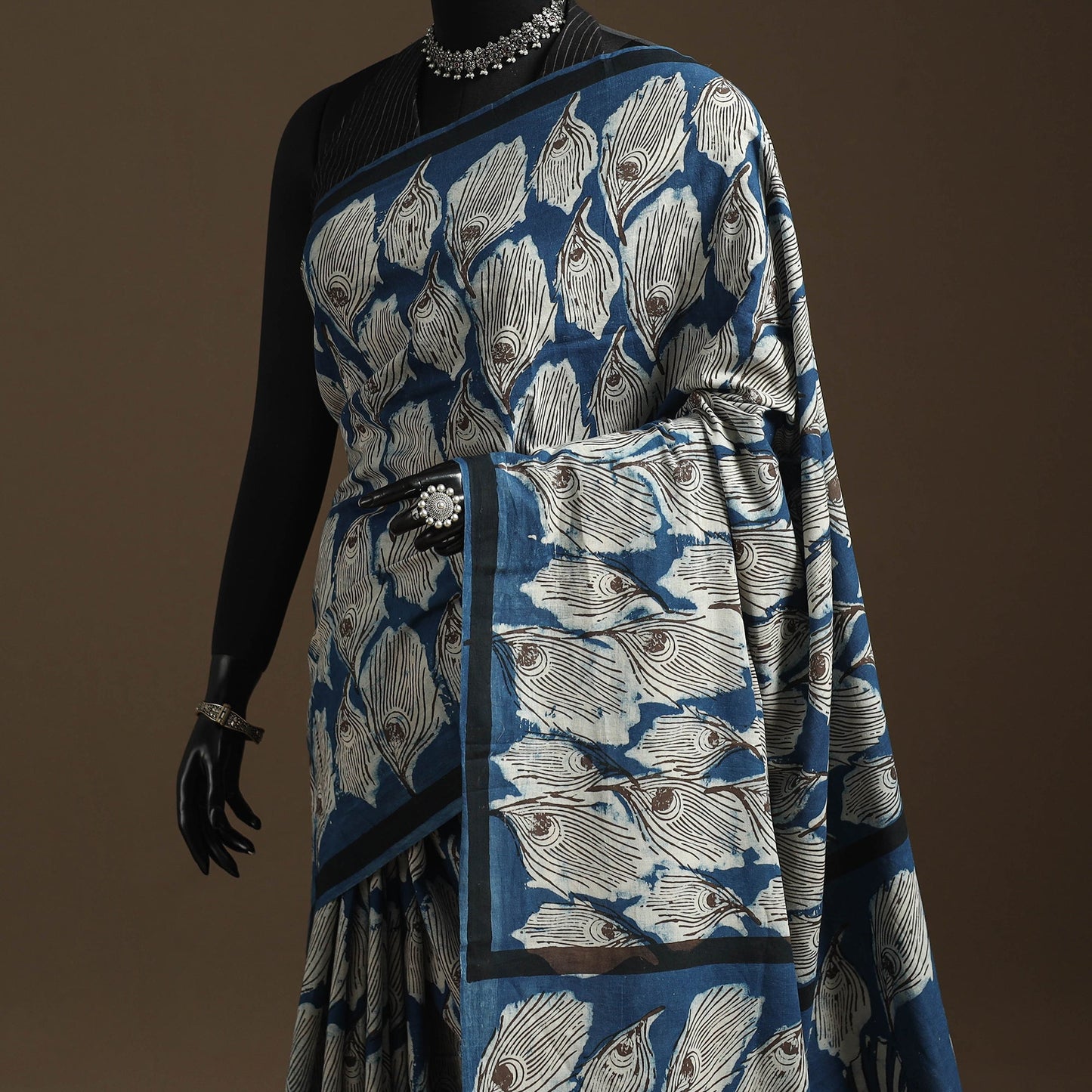 Blue - bindaas art natural dyed cotton saree 04