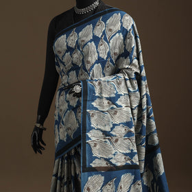 Blue - bindaas art natural dyed cotton saree 04