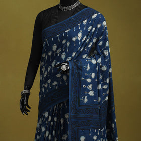 Blue - bindaas art natural dyed cotton saree 05