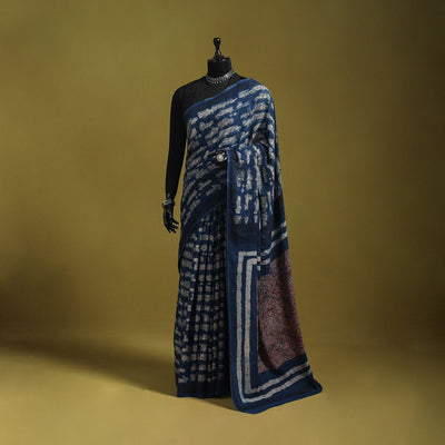 Blue - bindaas art natural dyed cotton saree 08