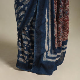 Blue Bindaas Art Natural Dyed Cotton Block Print Saree