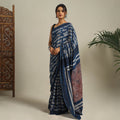Blue Bindaas Art Natural Dyed Cotton Block Print Saree