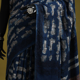 Blue - bindaas art natural dyed cotton saree 08